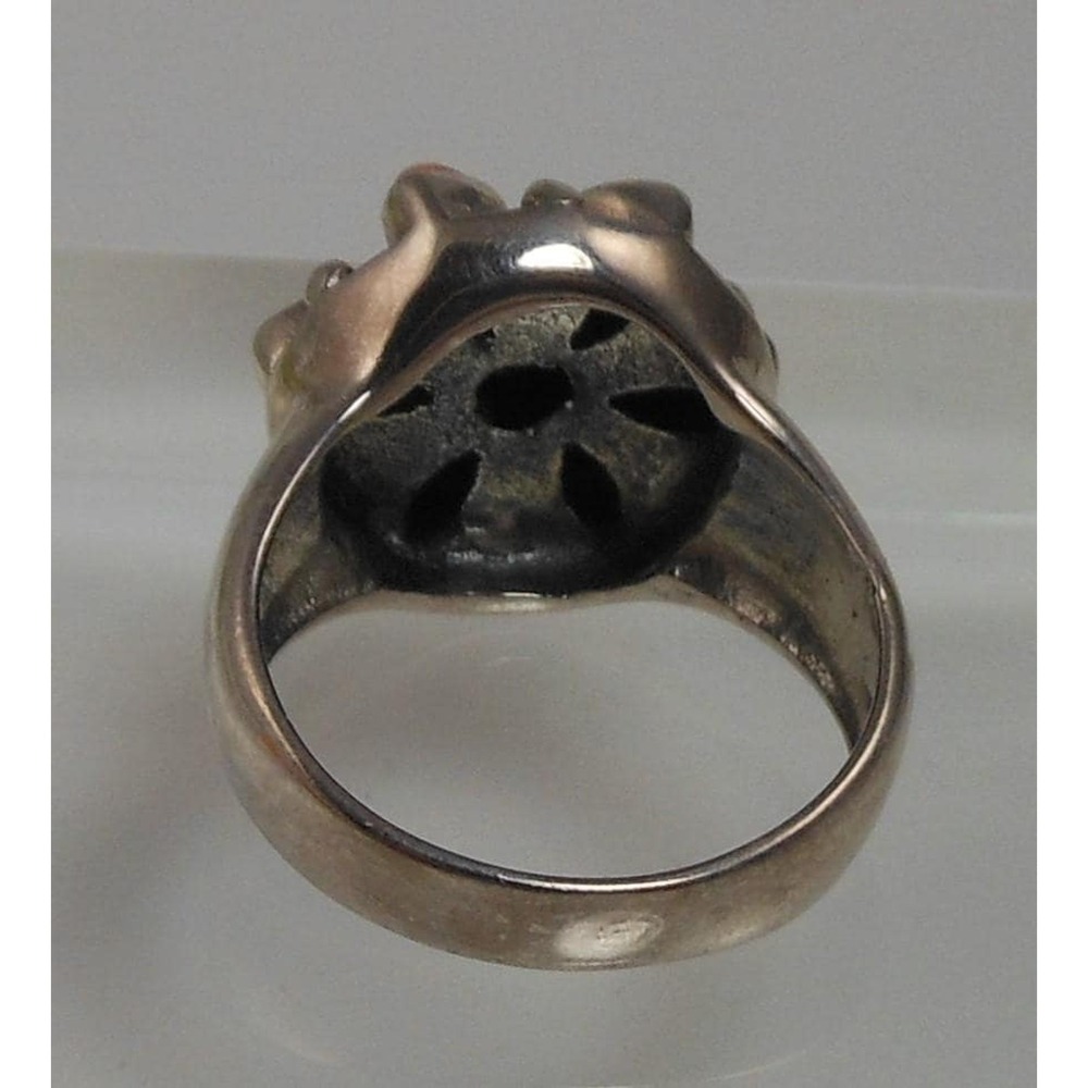 Vintage Designer Sterling Silver Turquoise Coral Garnet Ring - Size 7.75 - Picture 4 of 10